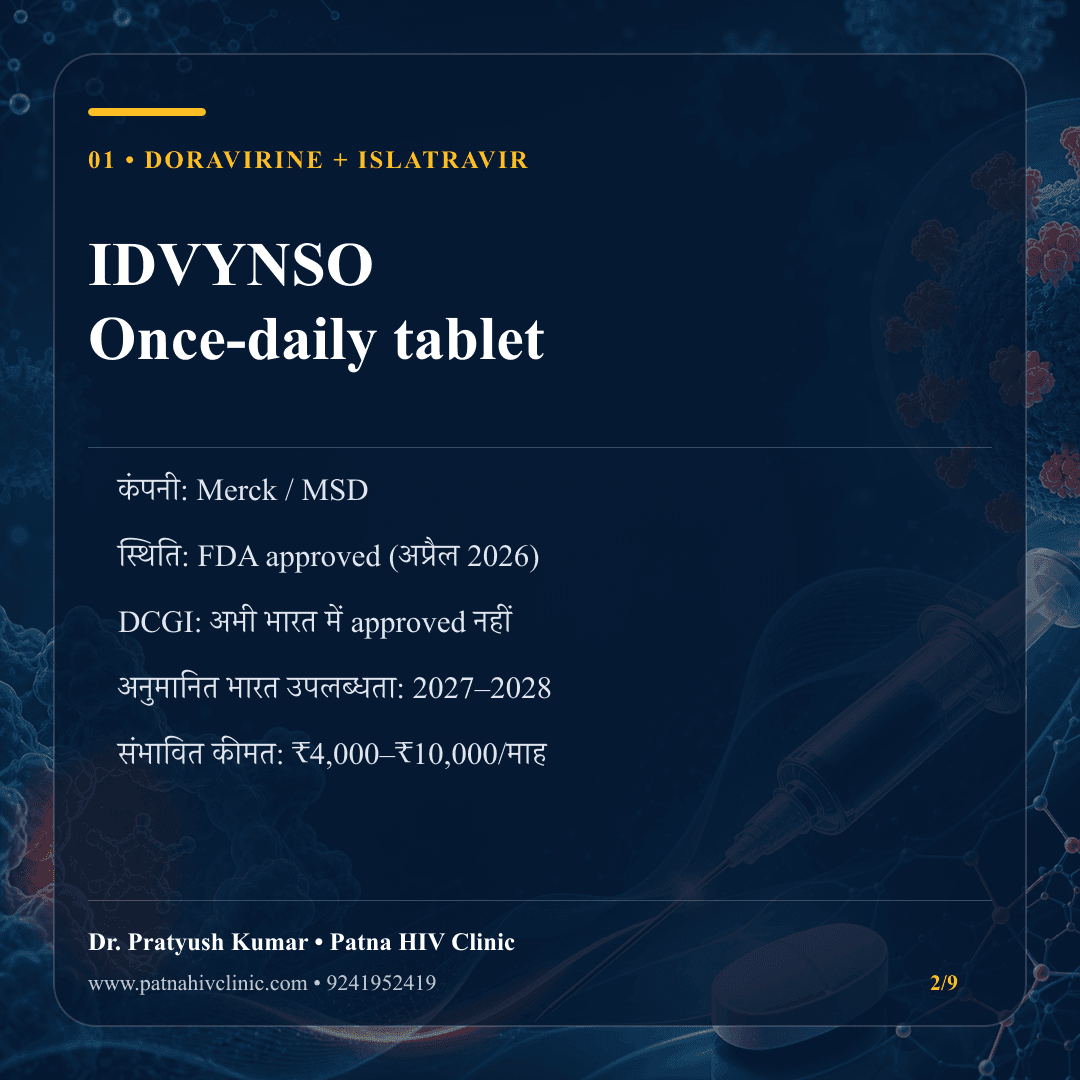 Doravirine और Islatravir IDVYNSO की कंपनी, FDA एवं DCGI स्थिति, अनुमानित भारत उपलब्धता और कीमत