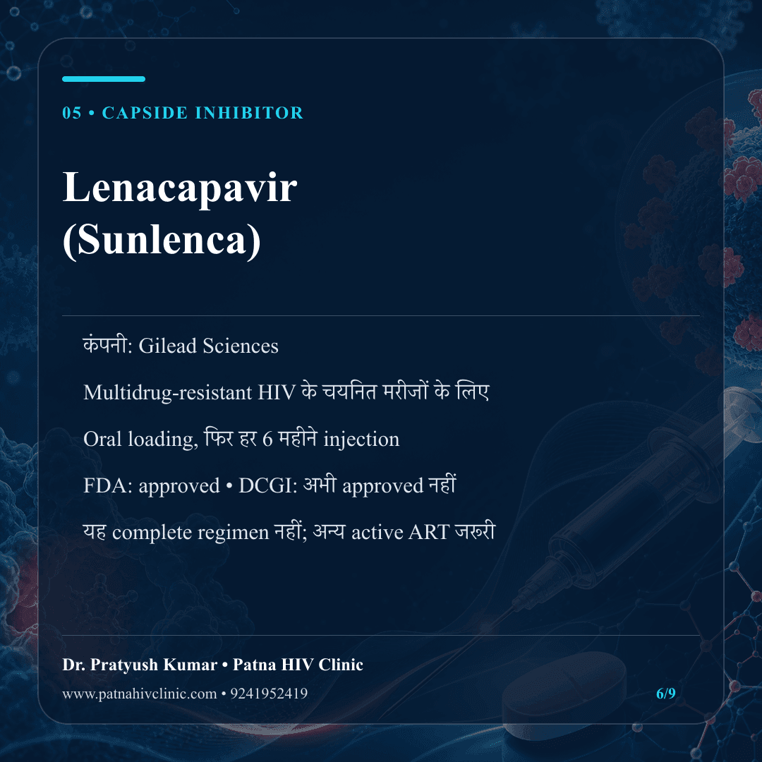 Lenacapavir Sunlenca capsid inhibitor, छह-मासिक injection, multidrug-resistant HIV और DCGI स्थिति