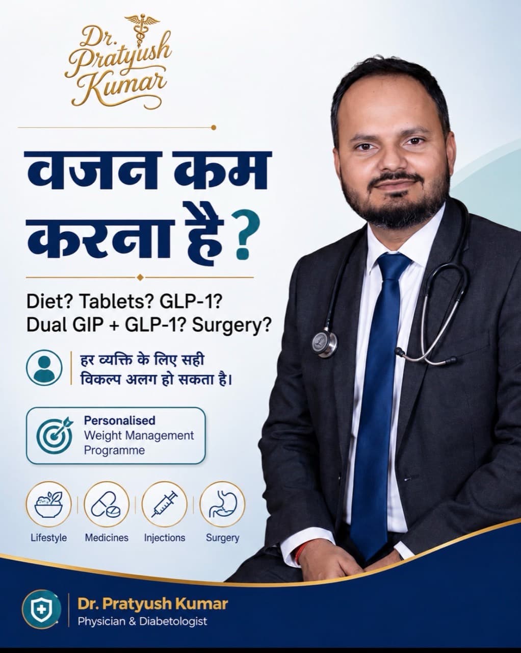 वजन कम करने के लिए लाइफस्टाइल, दवा, इंजेक्शन और सर्जरी जैसे व्यक्तिगत विकल्प