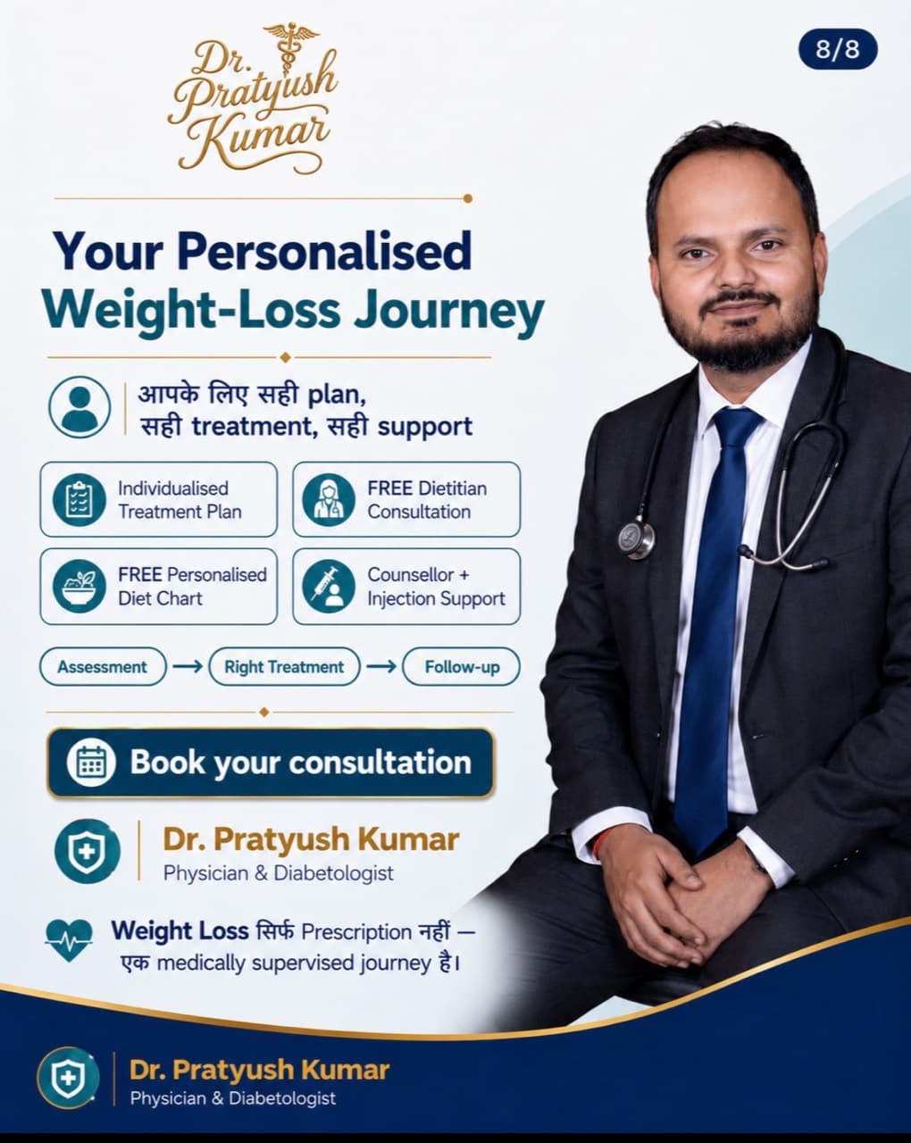 जांच, सही उपचार और फॉलो-अप के साथ व्यक्तिगत और चिकित्सकीय निगरानी वाली वजन घटाने की यात्रा