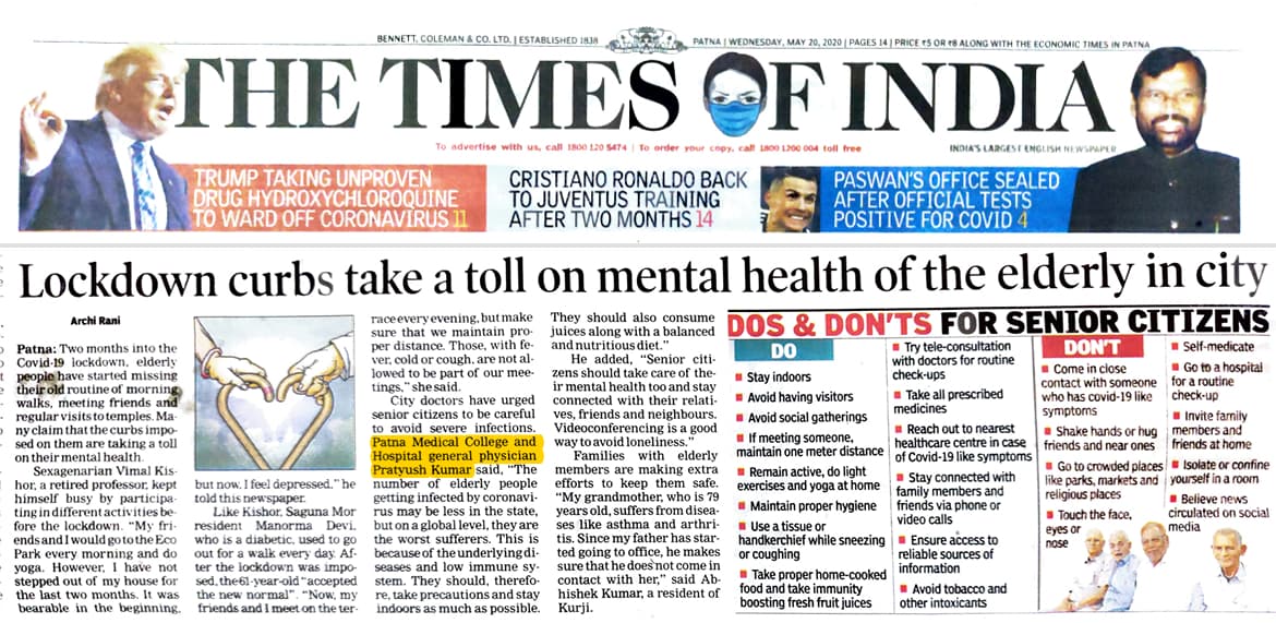 Elderly mental health during lockdown - The Times of India
