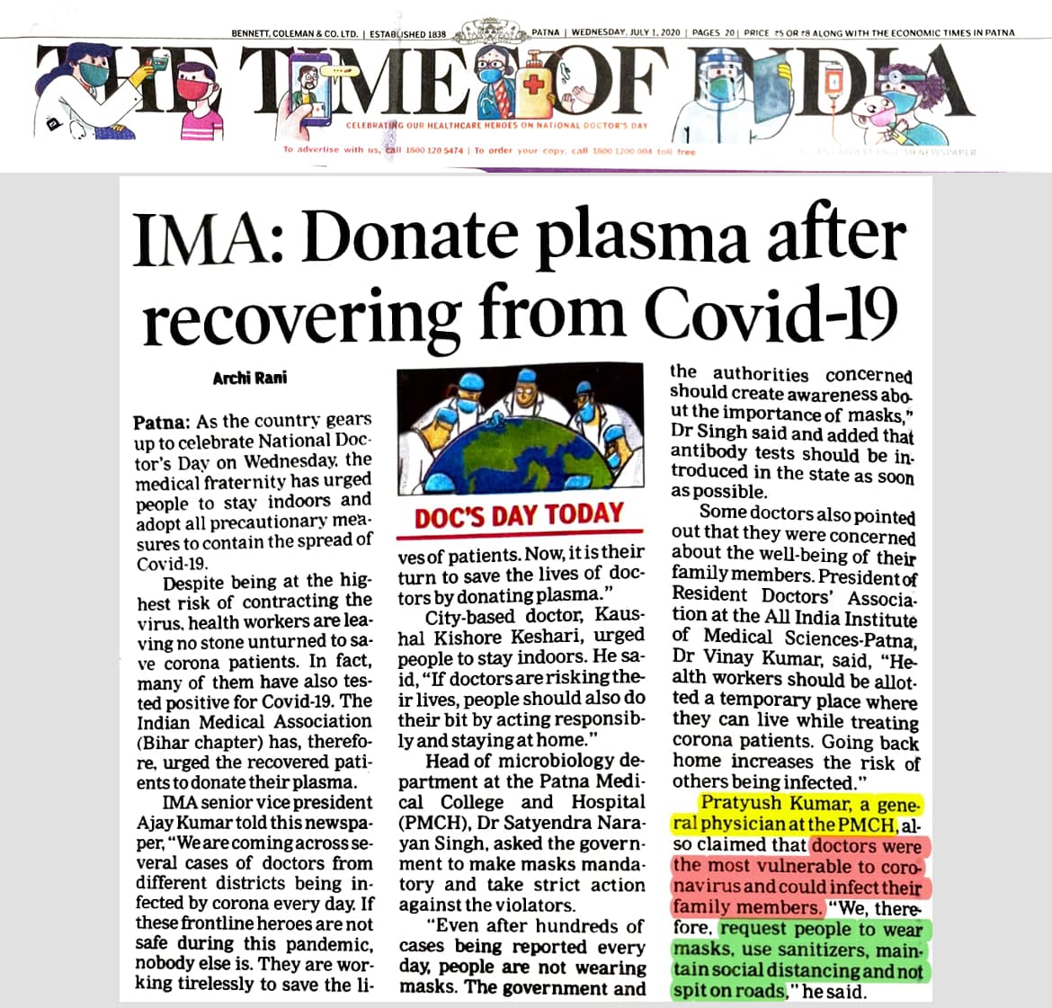 Plasma donation after COVID-19 recovery - The Times of India