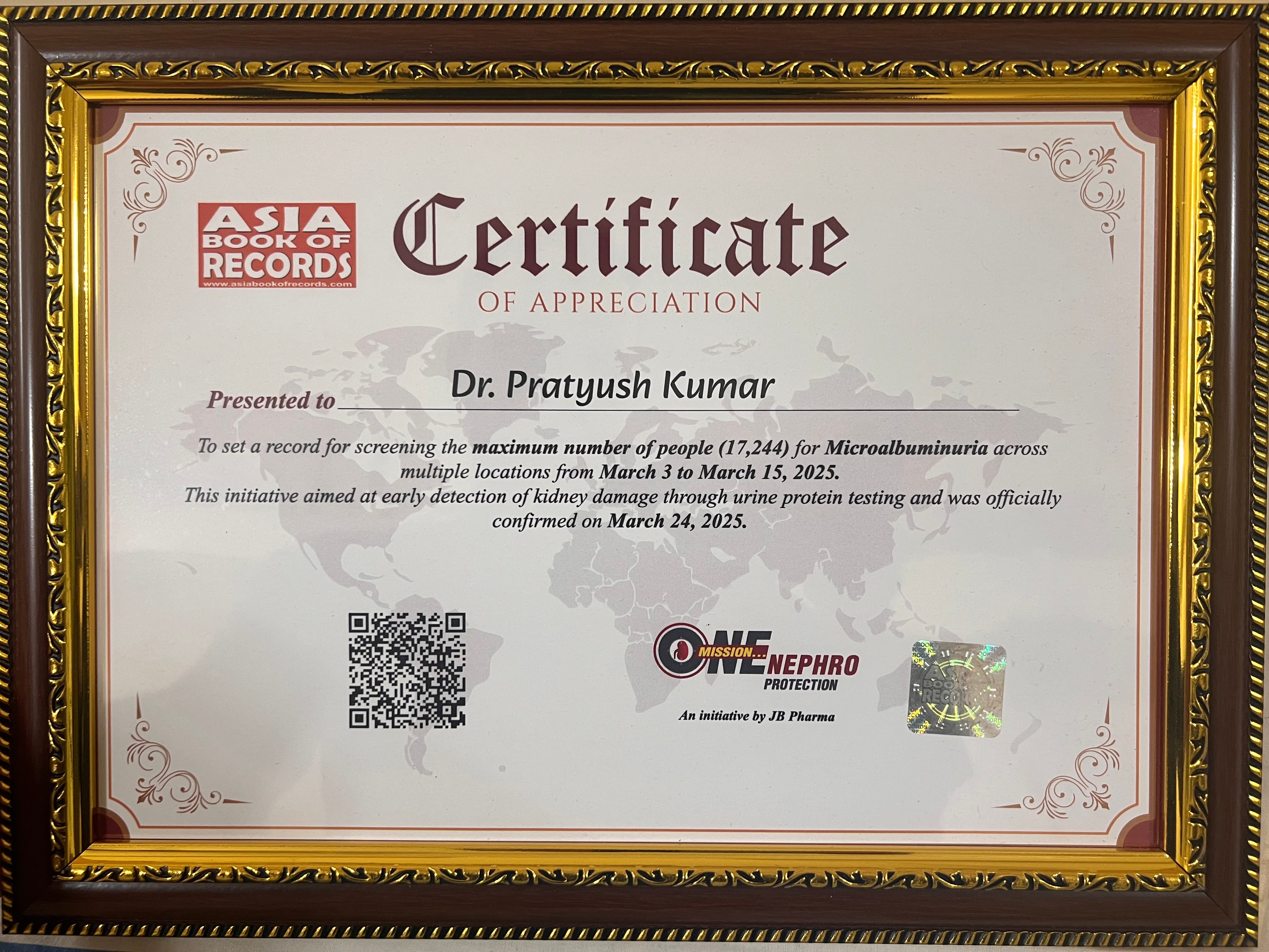 Asia Book of Records: Microalbuminuria Screening - Asia Book of Records