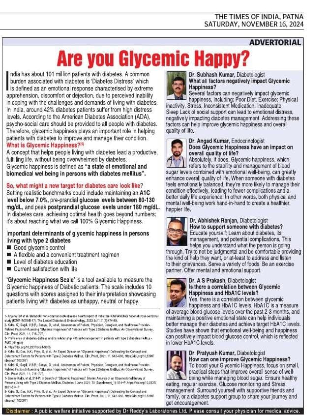 Glycemic happiness in diabetes care - The Times of India